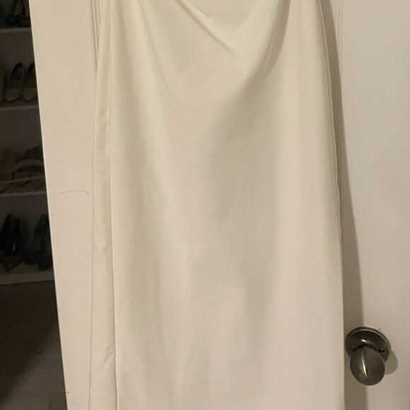 ZARA dress bodycon strapless sleeveless tailored midi white wedding party - Picture 7 of 8